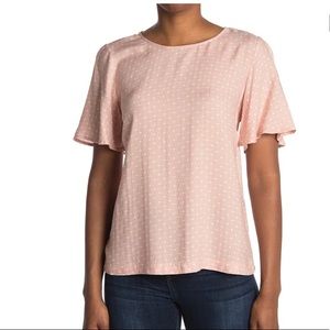 Pink Dot Flutter Sleeve Top
